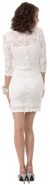 Floral Pattern Lace Short Party Dress with 3/4 Sleeves back in Ivory